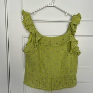 ADL Square Neck Sleeveless Ruffle Eyelet Top in Medium